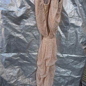 Oh Polly Sparkling Nude Backless Dress